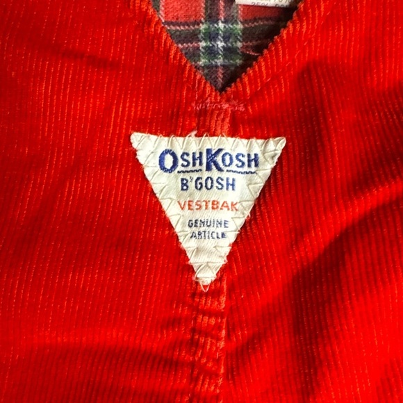 Vintage Made in the USA OshKosh B'gosh Bright Red Kids Overalls - Picture 8 of 9
